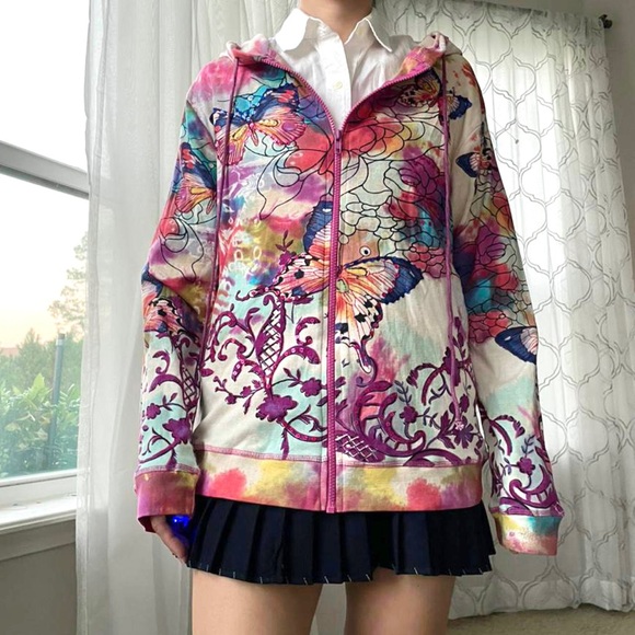 Y2K tie dye butterfly sequined hoodie - Picture 3 of 4